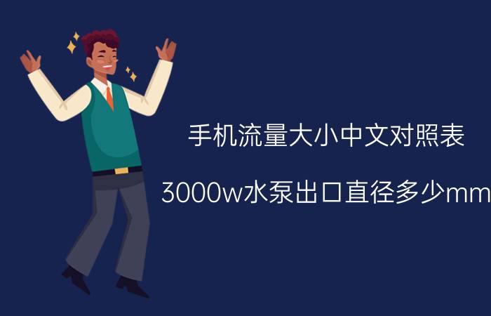 手机流量大小中文对照表 3000w水泵出口直径多少mm？